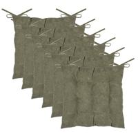 Stof Textile stoelkussen Dandy - 6x - olijfgroen - 38 x 38 x 5 cm - touwtjes sluiting - ribcord