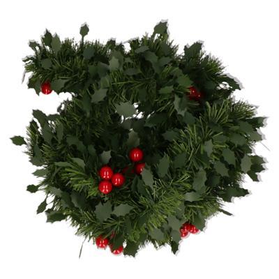 Decoris kerstslinger hulst - 1x - groen - 270 cm - kunststof - guirlande - kerstversiering