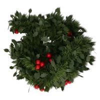 Decoris kerstslinger hulst - 1x - groen - 270 cm - kunststof - guirlande - kerstversiering
