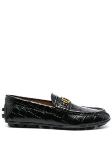 Bally mocassins en cuir à effet peau de crocodile - Noir