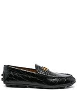 Bally mocassins en cuir à effet peau de crocodile - Noir