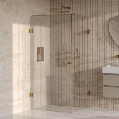 BRAUER Void Carving Douchecabine - 100x100x200cm - draaideur - glascoating - omkeerbaar - helder glas - geborsteld goud PVD GS-VOCC1H100100200GG
