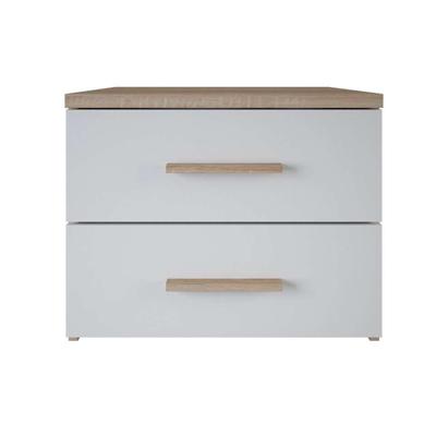2e Halve Prijs Leen Bakker - Nachtkastje Selena - 2 Lades - Eikenkleur/wit - Spaanplaat - Wit#Beige - 41.9x50.3x39.9 Cm
