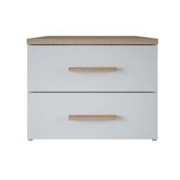 2e Halve Prijs Leen Bakker - Nachtkastje Selena - 2 Lades - Eikenkleur/wit - Spaanplaat - Wit#Beige - 41.9x50.3x39.9 Cm
