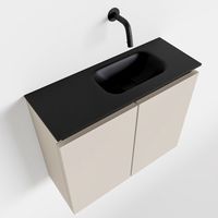Toiletmeubel Mondiaz Ture | 60 cm | Meubelkleur Linen | Eden wastafel Urban Rechts | Zonder kraangat