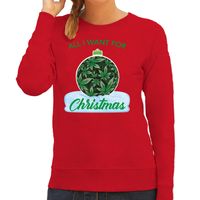 Wiet Kerstbal sweater / outfit All i want for Christmas rood voor dames - thumbnail