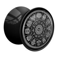 Double Flared Plug met Zodiac Circle Design Acryl Tunnels & Plugs - thumbnail