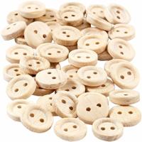 Knopen - hout - 50x - 11 mm - blanco - 4-gaats - hobby/naaien