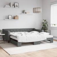 Slaapbank onderschuifbed matrassen 100x200 cm stof donkergroen