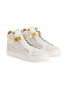 Giuseppe Junior baskets Kriss à effet peau de crocodile - Blanc