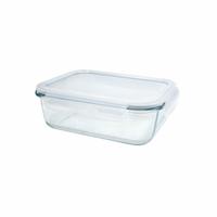 Vershoudbakje/lunchbox - luchtdicht - met clips - glas - 17 x 13 cm - 630ml