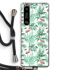 Flamingo bladeren: Sony Xperia 1 III Transparant Hoesje met koord