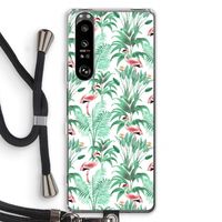 Flamingo bladeren: Sony Xperia 1 III Transparant Hoesje met koord