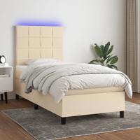 Boxspring met matras en LED stof crèmekleurig 100x200 cm