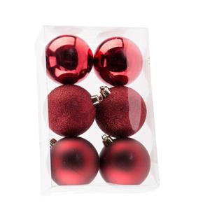 Cosy & Trendy Kerstballen - 6x st - rood - 8 cm - kunststof - kerstversiering