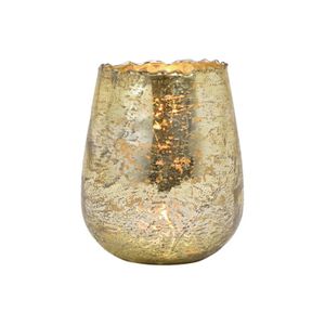Glazen design windlicht/kaarsenhouder champagne goud 12 x 15 x 12 cm
