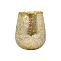 Glazen design windlicht/kaarsenhouder champagne goud 12 x 15 x 12 cm - thumbnail