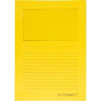 Q-CONNECT L-map met venster, 120 g/m², A4, pak van 100 stuks, geel