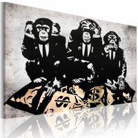 Schilderij - Banksy - Geld is een probleem III , wanddecoratie , premium print op canvas - thumbnail