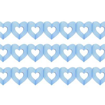 Set van 3x stuks hartjes slingers geboorte jongen blauw 3 meter