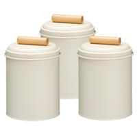 Voorraadpot / koekjes bewaarblik Bart - 3x - 14 x 20 cm - metaal - wit - keuken voorraadpotten