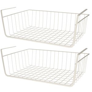 MSV Kastmandje - 3x - opberg/hang mandjes - rvs - wit - 30 x 27 x 16 cm - Opbergmanden