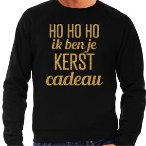 Foute kersttrui/sweater voor heren - Hohoho kerst cadeau - zwart - glitter goud