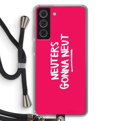 Neuters (roze): Samsung Galaxy S21 FE Transparant Hoesje met koord