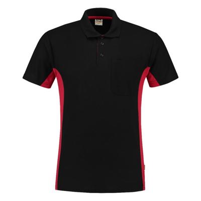 Tricorp Workwear 202002 Bi-Color unisex poloshirt Zwart Rood L