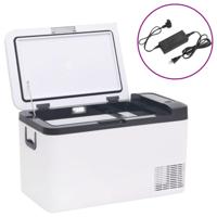 VidaXL Koelbox met handvat en adapter 18 l pp & pe zwart en wit