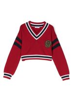 Dolce & Gabbana Kids pull rayé à patch logo - Rouge - thumbnail