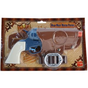 Cowboy revolver blauw + holster