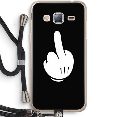 Middle finger black: Samsung Galaxy J3 (2016) Transparant Hoesje met koord