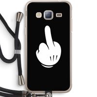 Middle finger black: Samsung Galaxy J3 (2016) Transparant Hoesje met koord