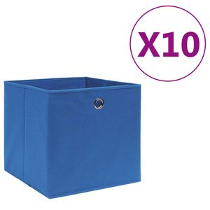 VidaXL Opbergboxen 10 st 28x28x28 cm nonwoven stof blauw