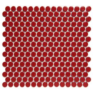 The Mosaic Factory Venice Pennyround Mozaiek Tegel Rond - Rood Porselein Geglazuurd 315x294 mm