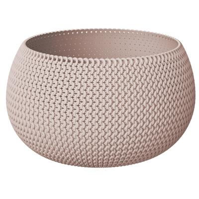 Plantenpot/bloempot - beige/taupe - D30 cm - H22 cm - kunststof - binnen/buiten