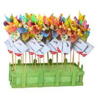 Small Foot - houten windmolen bloemen 28cm, 24st.