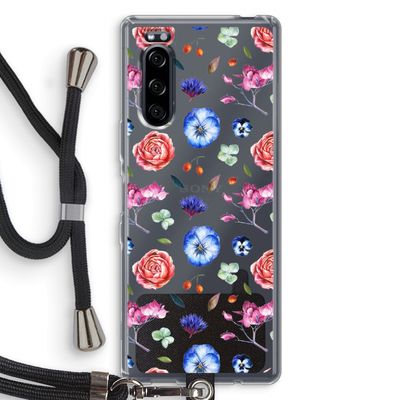 Bloemetjes: Sony Xperia 5 Transparant Hoesje met koord