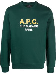 A.P.C. sweat en coton à logo imprimé - Vert