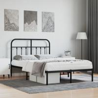 Bedframe met hoofdbord metaal zwart 120x200 cm