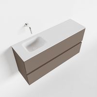 Toiletmeubel Mondiaz Ada | 100 cm | Meubelkleur Smoke | Lex wastafel Talc Links | Zonder kraangat