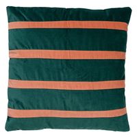 Dutch Decor - PEMM - Sierkussen velvet 45x45 cm - sagebrush green - groen - roze strepen - color blocking - thumbnail