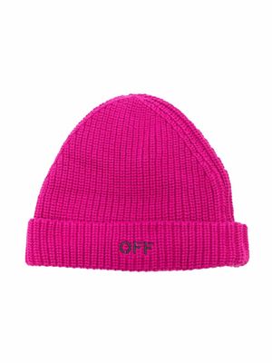 Off-White Kids bonnet nervuré à logo brodé - Rose