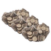 Decoratie boomschijven - 3x - netje 500 gram - 2,5 cm - hout - boomschors schijfjes