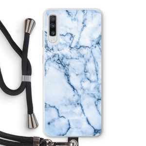 Blauw marmer: Samsung Galaxy A70 Transparant Hoesje met koord