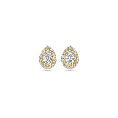 Verfijnde 14k Geelgouden Oorknoppen met Zirkonia - 8x5.5mm