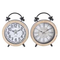 Tafelklok DKD Home Decor 25,8 x 8 x 32 cm Natuurlijk Wit Ijzer Traditioneel Hout MDF (2 Stuks)