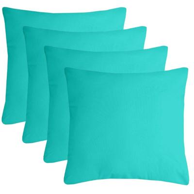 Stof Textile sierkussen Nelson - 4x - aqua blauw - 60 x 60 cm - bank kussens - polyester