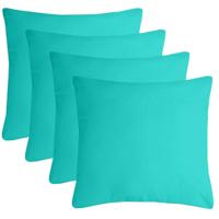 Stof Textile sierkussen Nelson - 4x - aqua blauw - 60 x 60 cm - bank kussens - polyester
